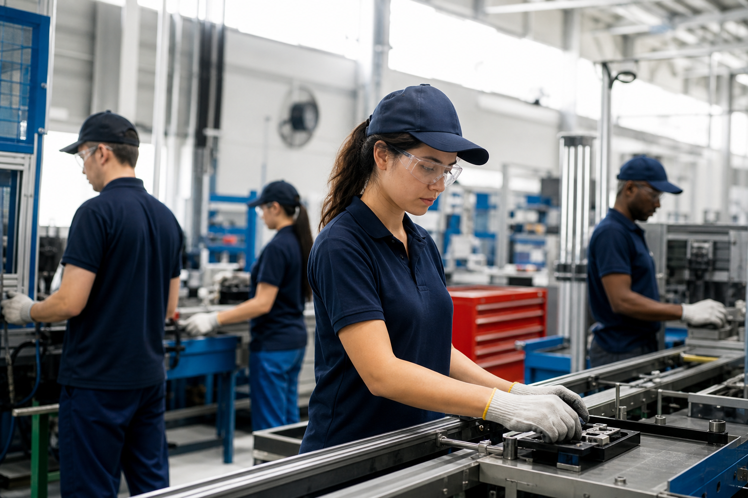 Profissionais trabalhando em uma fábrica no Japão